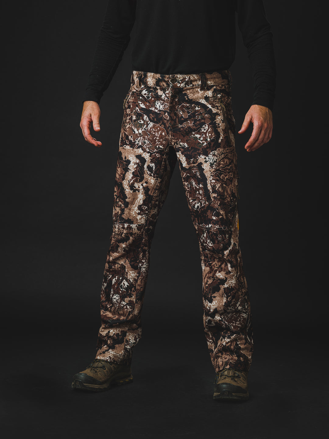 The Veil® Camo Field Pant is the most talked-about pant coming out for your next hunt. This multi-season, multi-purpose pant is comfortable and offers an athletic fit. With double weave 4-way stretch you can't go wrong with this pant!  PROTECTION Quick-drying, Windproof, Water Resistant. MATERIAL Exterior: 92% Polyester 8% Synthetic Fiber. FIT: Midweight and Multi-Season. CONDITIONS Mild, Dry, Cold, Wet, Wind. PATTERN Veil® Camo in Grind.Multi-Season Gear & Pursuits